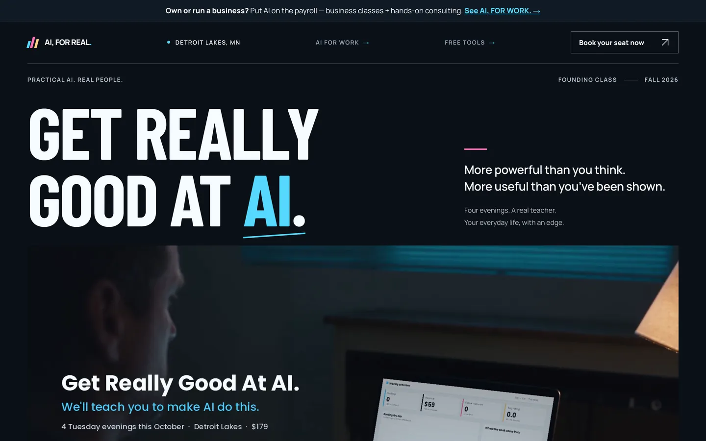 The AI, FOR REAL. class page at ai.lakesgolfsim.com: Get really good at AI